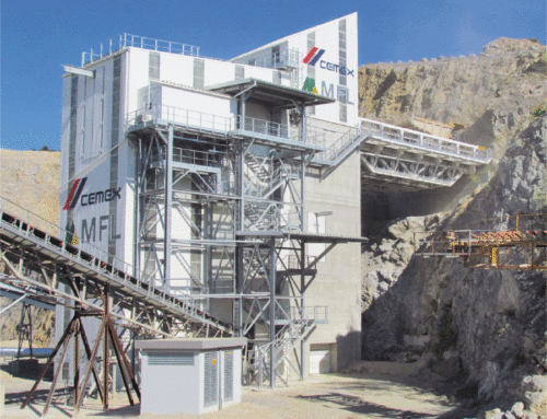 Primary crushing and screening plant for lime stone with access bridge